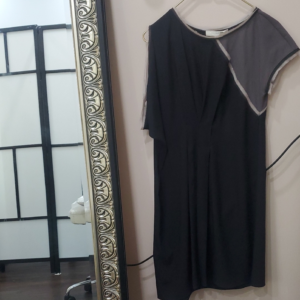 BCBGMaxAzria Black One Shoulder Dress with Sheer Detail